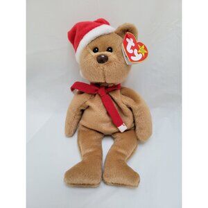 TY Beanie Babies 1997 TEDDY Holiday Christmas Bear with Red Hat and Scarf
